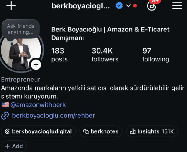 Instagram profilinde berknotes yayın kanalı
