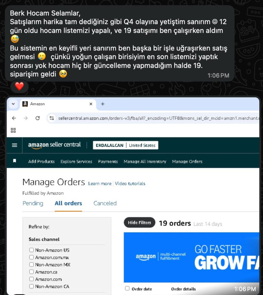 Seller Central siparişler
