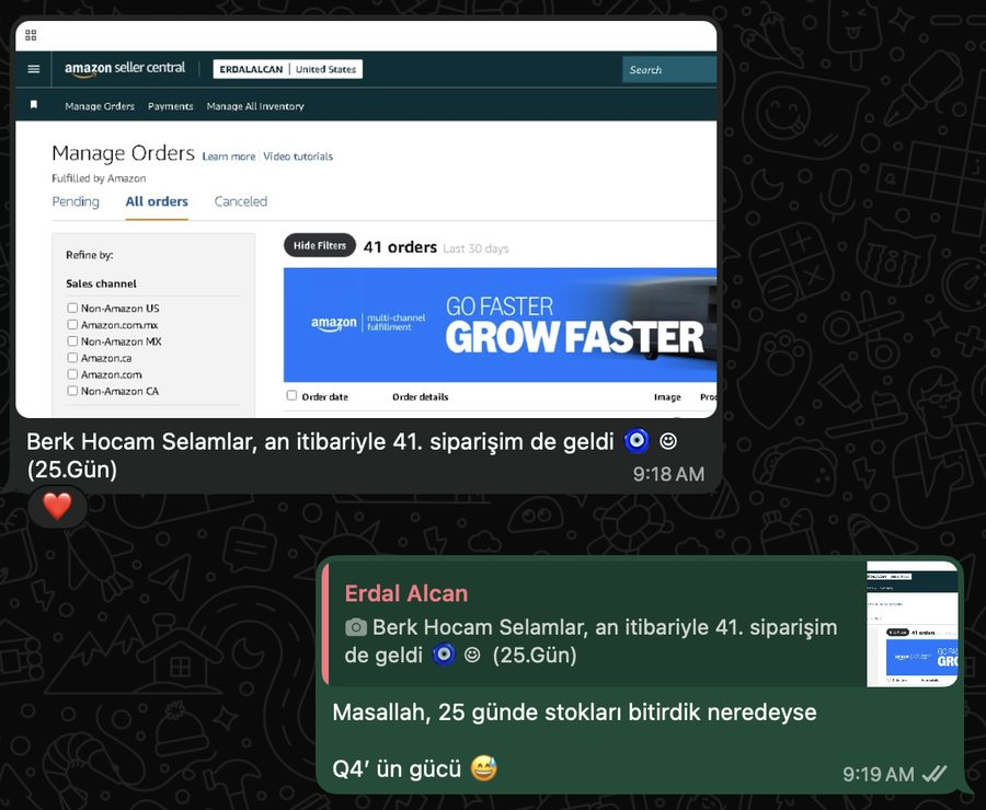 41. sipariş, 25 günde stok bitti